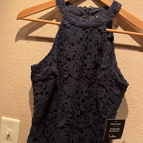 NWT Lulu’s Navy Blue Love Poem Mini Dress - Picture 3 of 16